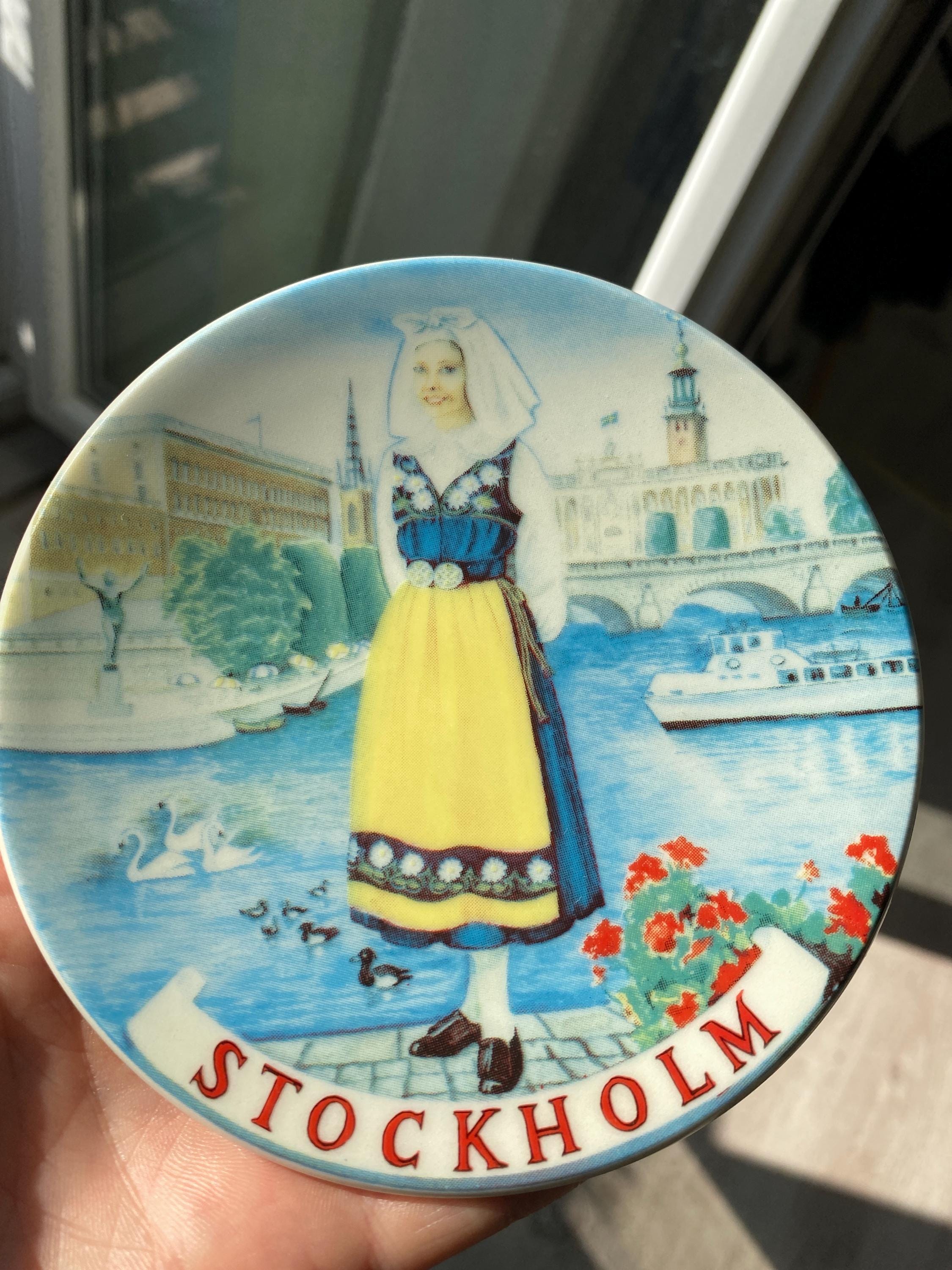 Vintage Arabia Finland Stockholm Souvenir Plate: National Costume