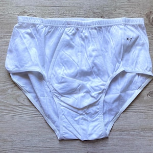 Vintage White Cotton Briefs Mens Y Front Underwear Briefs Cotton Underwear Old School Size XL Made in Portugal Vintage Clothing Men