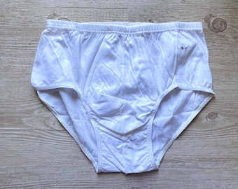 Vintage White Cotton Y Front Briefs - Made in Portugal, Size XL