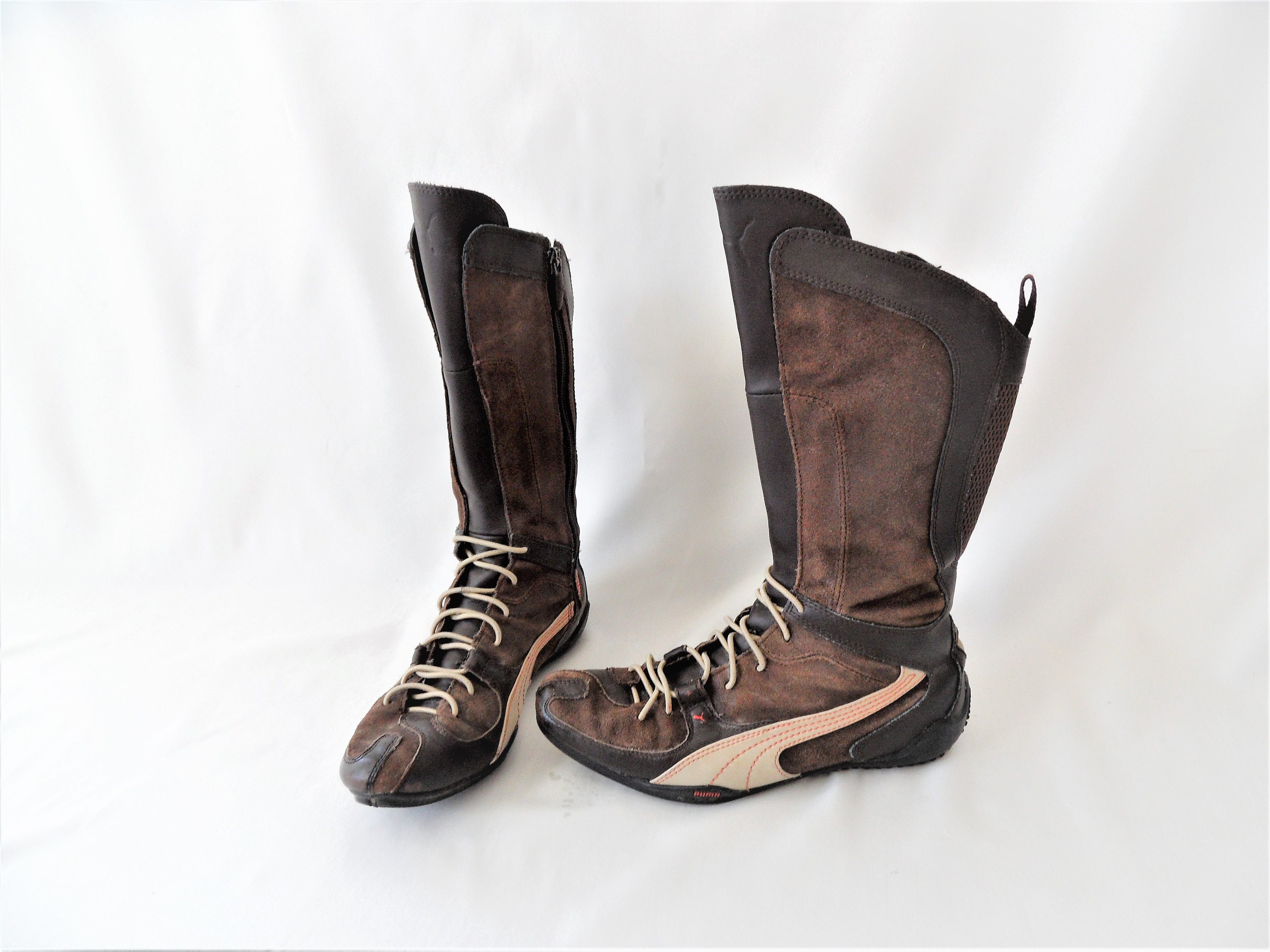 Vintage Puma Boots / Combats Boots / Brown Beige Lace up - Etsy