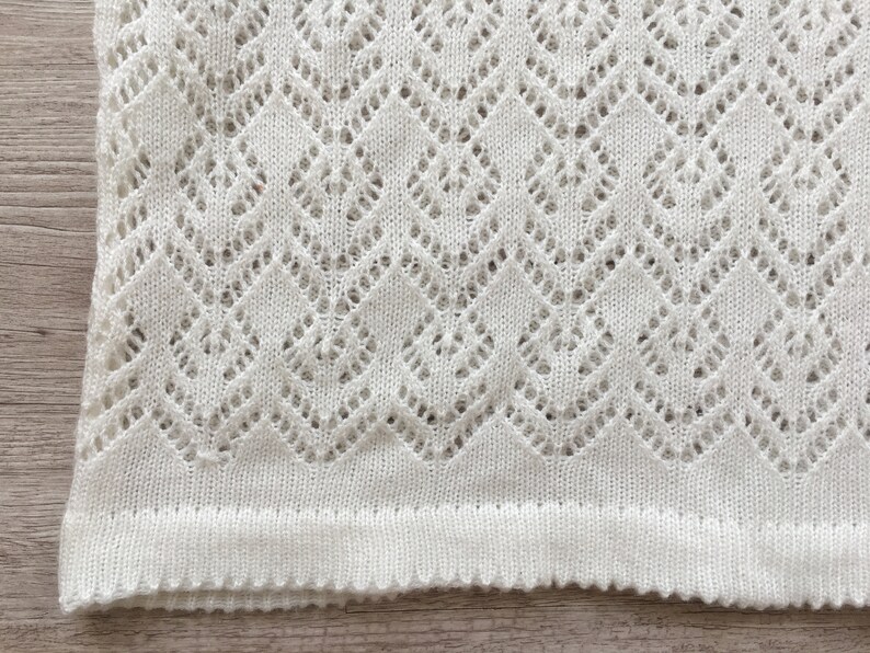 Vintage 80s Striped Lace Knitted Top Women Drop Shoulder White Knit Top Size Medium Trendy clothes