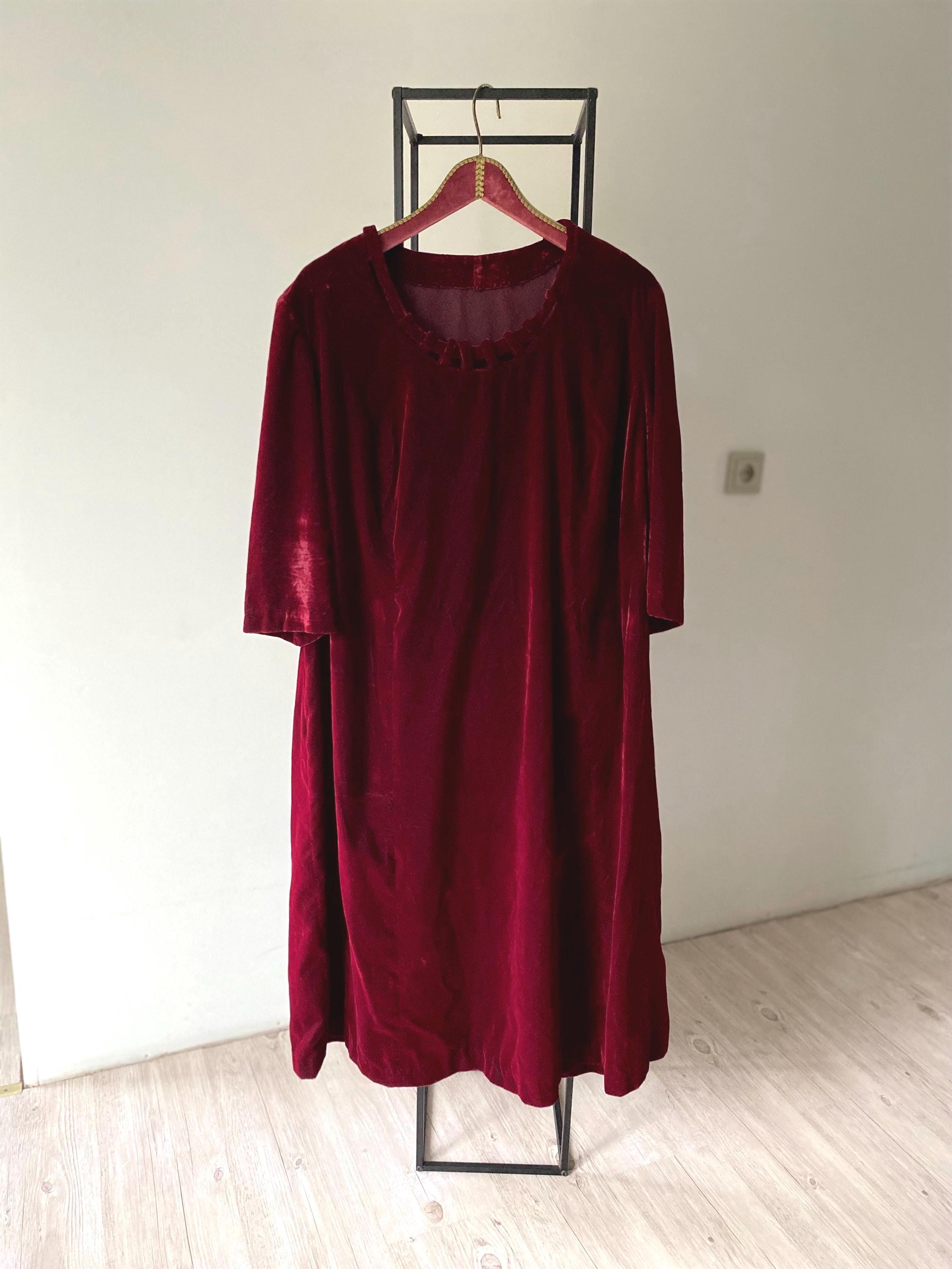vintage burgundy velvet dress Reclaimed Vintage midi tea dress in burgundy velvet