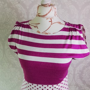 Vintage 90s White Purple Strip Polka Dot Tank Top Fitted Cotton Tank Top Size Small Vintage Clothing Women