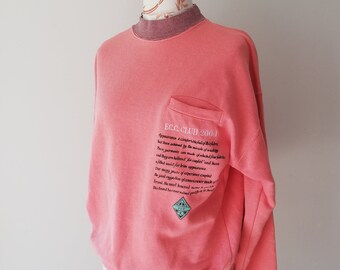 Vintage jaren 80 vervaagd oranje katoenen sweater - Oversized sportkleding XL