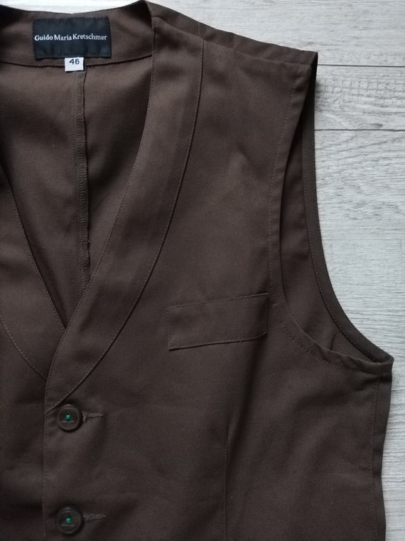 Suit Vest Brown Sleeveless Waistcoat Mens Size Me… - image 8