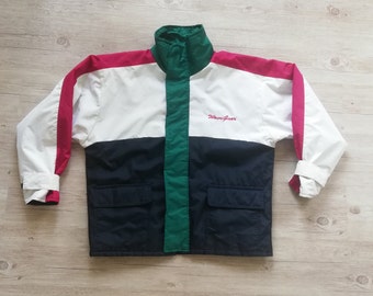 Vintage Color Block Ski Jacket: Waterproof Padded Parka, Oversized L-XL