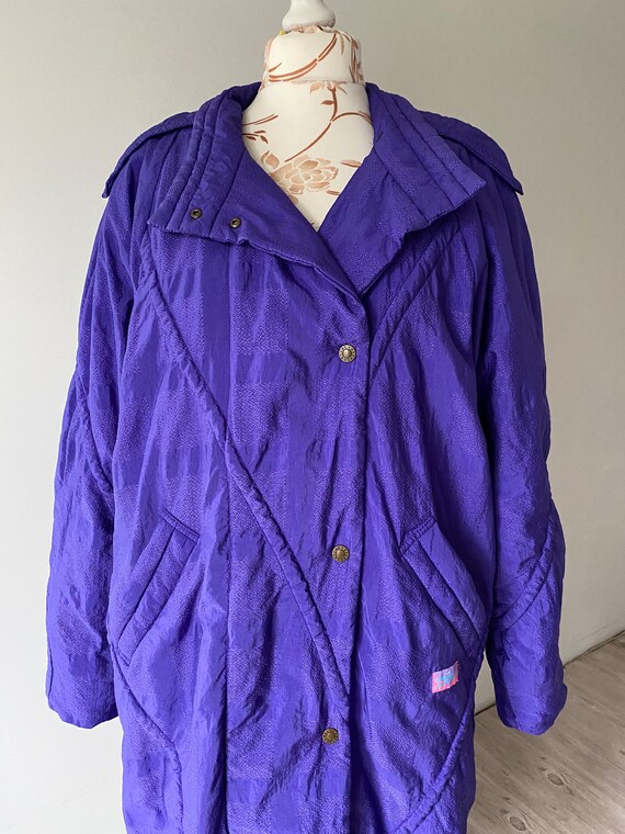 Vintage 80s Puffy Winter Coat Jacket Women Quilte… - image 2