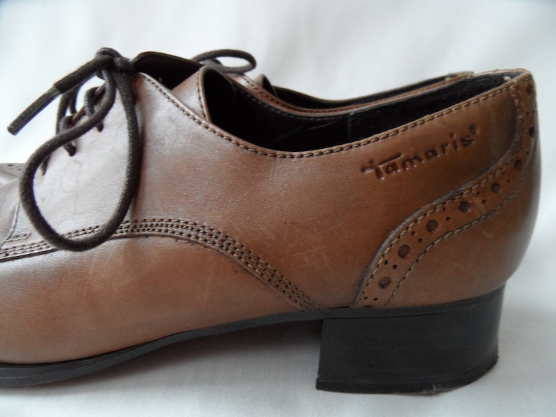 Vintage Tamaris Men/'s Costume Shoes Camel Beige Genuine Leather classic shoes on laces Wingtip Shoes Size EU 40 Luxury tan Shoes Rare