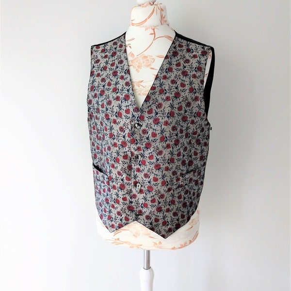 WILBUR  AUGUSTUS FLORAL WAISTCOAT VEST - BLACK