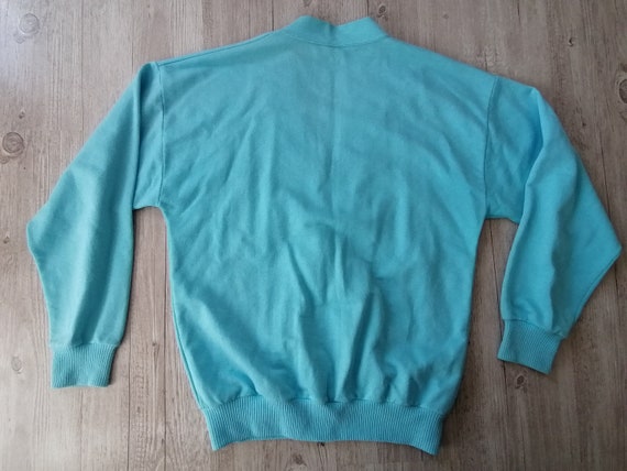 Vintage Sky Blue Cotton Sweatshirt Cardigan Size … - image 8