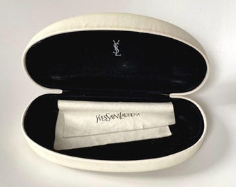 Vintage YSL Hard Shell Sunglasses Case with Original Cleaning Cloth