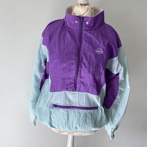 Vintage Anorak Jacket Owersize Windbreaker Sweater 90s Colorblock Jacket Track Half Zip sweater Size Large Unisex Sweater