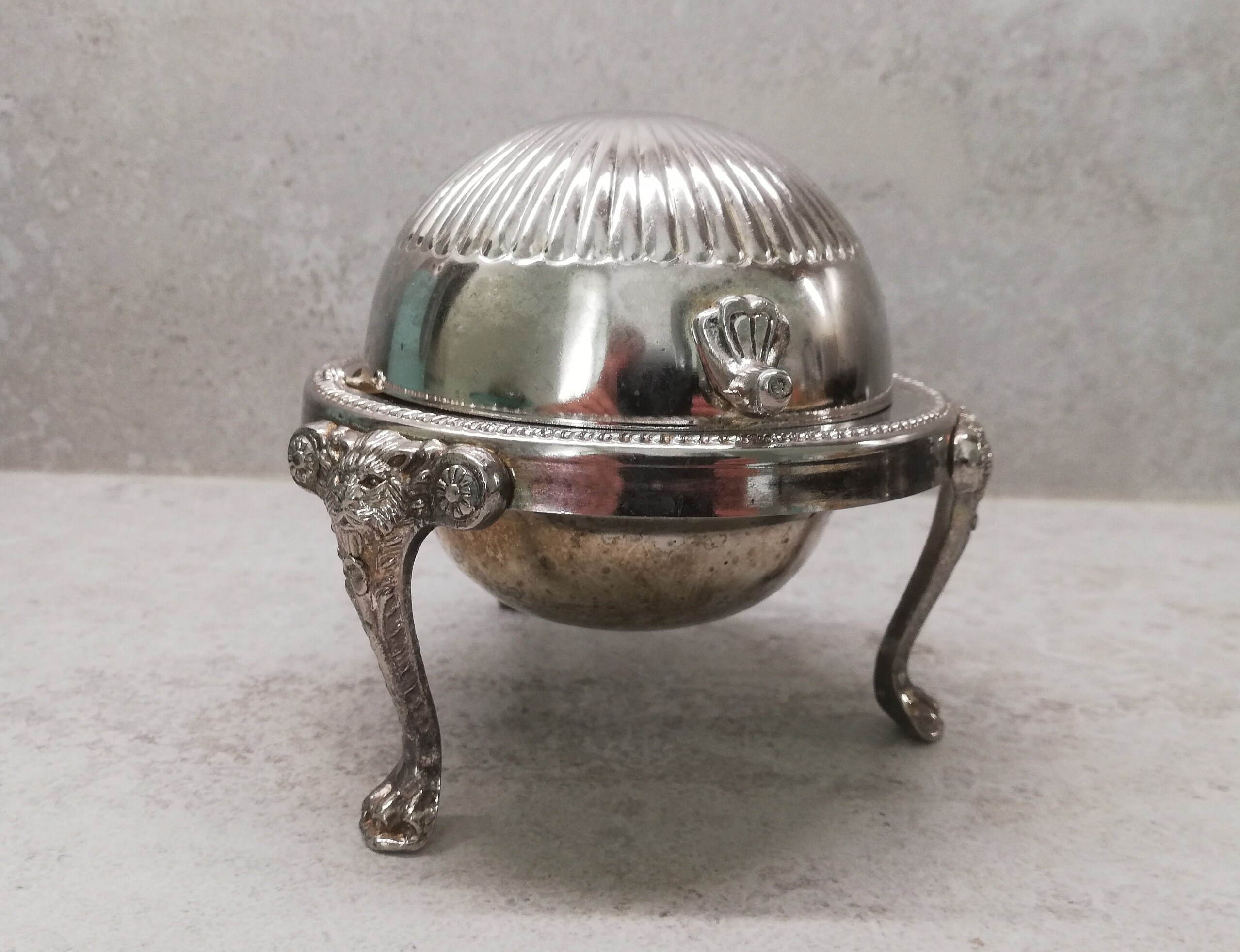 Vintage Silver Plate Caviar Serving Dish Roll Domed Top Glass Insert Plate  Collectable Leonard Silver Plate Flatware 