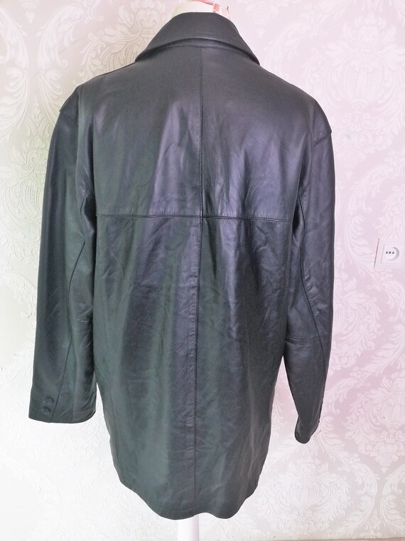 Vintage Leather Jacket Coat Men Black Classic Lea… - image 3