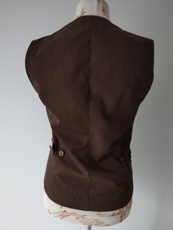Suit Vest Brown Sleeveless Waistcoat Mens Size Me… - image 2