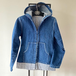 Vintage Denim Jacket / 70s Hoodie / 1970s Faded Light Wash