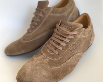 Sparco Suede Driving Sneakers - Brown Leather Low Top Shoes - US 8 / EU 41