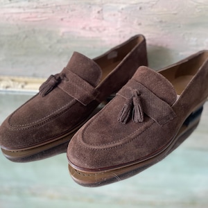 Brown Suede Leather Loafers: Men&#39;s Dress Moccasins EU 44 / UK 9 / US 10