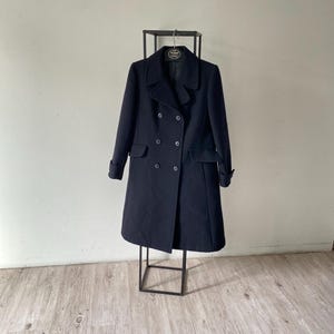 Vintage 60s Black Wool Blend Coat: Tailored A-Line, Size M/L