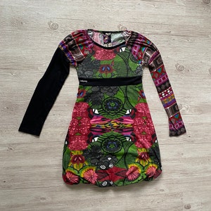 Desigual dress Colourful Girl Junior Dress Age Size 11/12 years Abstract flowers print Long Sleev Cotton Dress