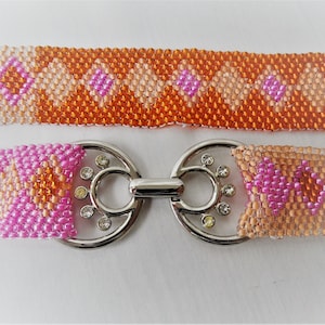Vintage Beads Belt Orange Pink Beads Belt Multicolor Wooden Bead Belt Pearl Belt Buckle Size Large Vintage Accessories Women