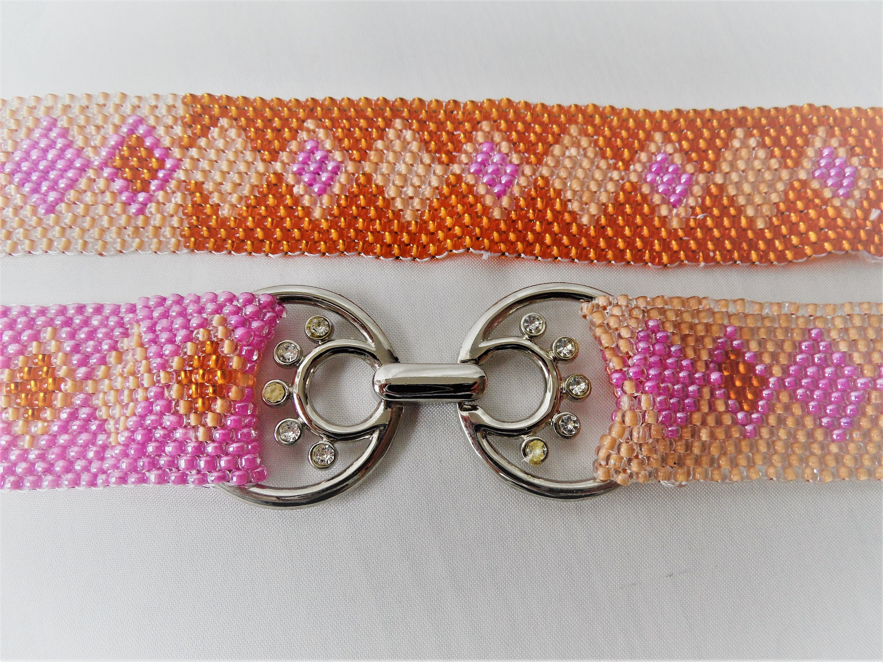 Vintage Colorful Beaded Belt with Wooden Buckle vintage BEADED buckle belt NATIVE AMERICAN indian print 30  main image 3