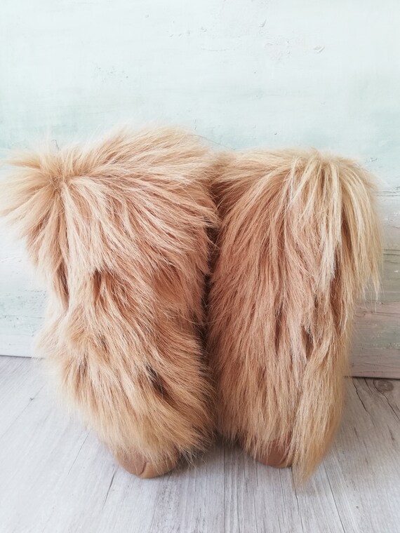 Oscar Sport Boots Beige Fur Winter Ski Boots with… - image 3