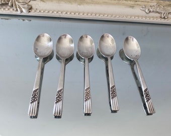 Antique Moka Spoons 3.5'' Set of 5 spoons ARDEN Plate EPNS A1 Moka Expresso Spoons Kitchen Collectible Vintage flatware cutlery