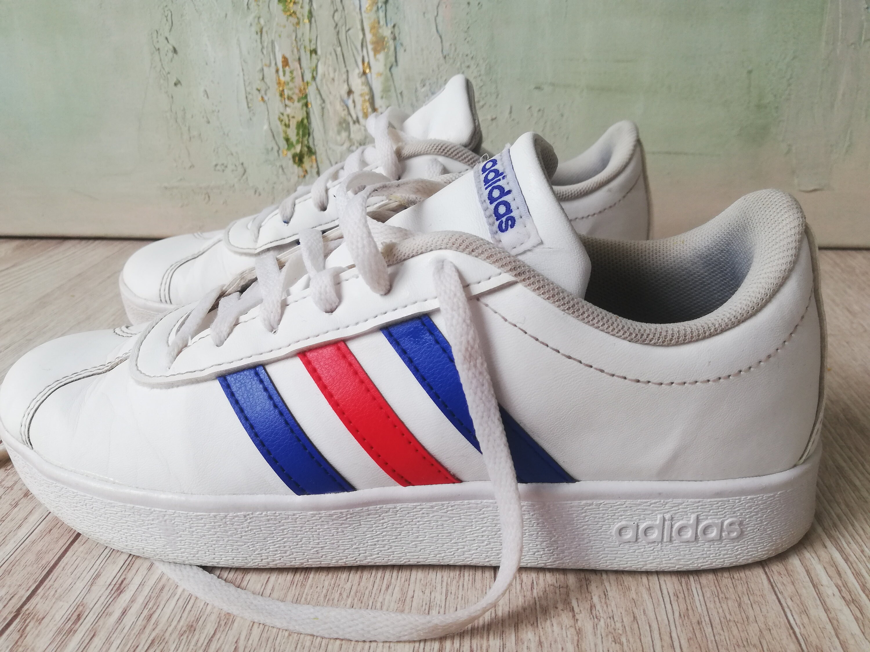 Vintage Adidas Sneakers GroBe US 3.5 UK 3 EU 35.5 Vintage 90er WeiB Rot Blau Gestreift 3 Streifen Low Sneakers sportliche Tennisschuhe Etsy