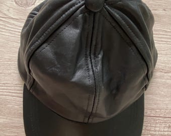 帽子 90s black leather cap Captain Leather Cap black Art. 20 | Vintage Leder