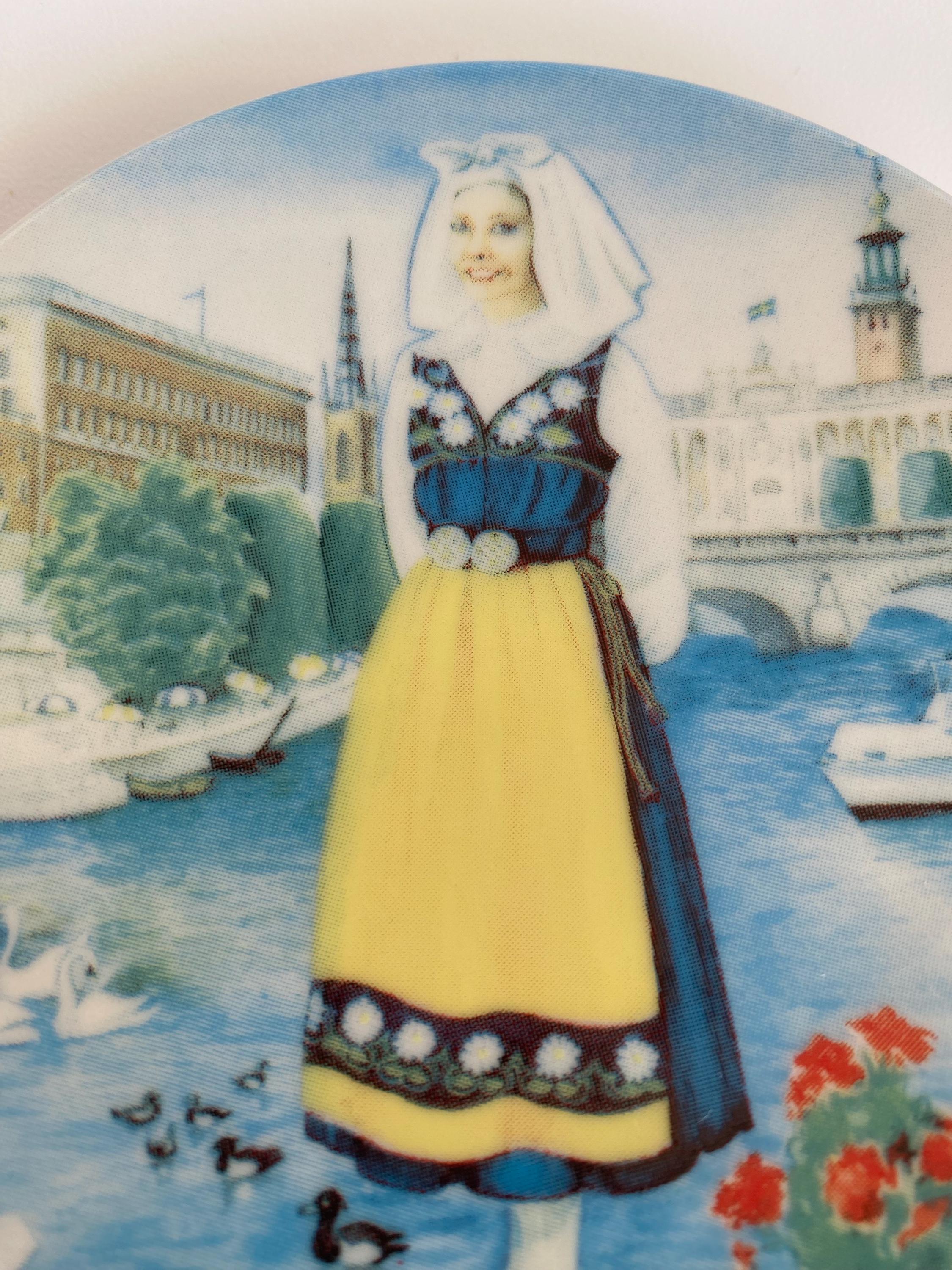 Vintage Arabia Finland Stockholm Souvenir Plate: National Costume