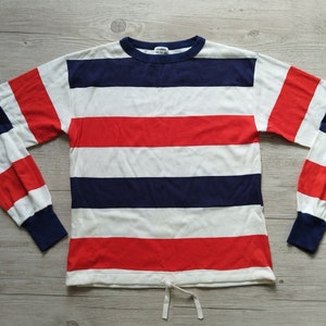 Vintage Striped Cotton Top: Red, White & Navy, Size XS/S