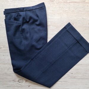 Vintage 70s Navy Blue Wide Leg Pants: Pleated Elegant Trousers, Men's Size Small