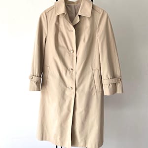Vintage Taupe Trench Coat Women Regular Long Button Up Duster Jacket size Small Duster Coat Spring Overcoat Vintage Clothing Women