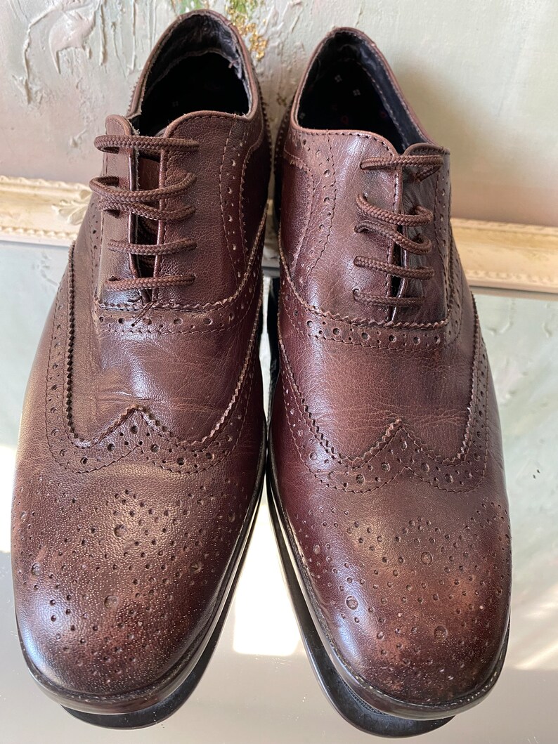 Vintage Leather Wingtip Brogues, Dark Brown Oxfords, EU 41 / US 8 - Etsy