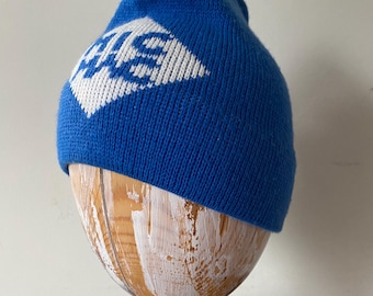 Vintage Slalom Insulated Ski Beanie Blue Wool Knit Brim Nylon Crown Hong Kong Vintage 80s CB Sports Snowflake Knit Wool Winter Hat Ski  main image 2