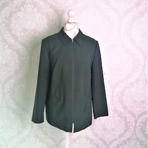 Vintage Forest Green Blazer Women Spring Full Zip Up Collared Coat Jacket Size Large Vintage Vintage clothing Women