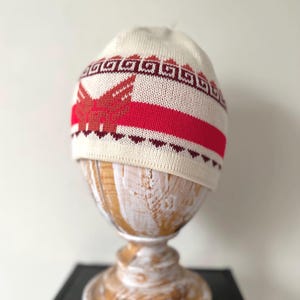 Vintage Ski Hat Patterned Knit Hat Winter Knitted Hat Beanie Ski Hat Winter Knit Acryl Hat Vintage Clothing Unisex