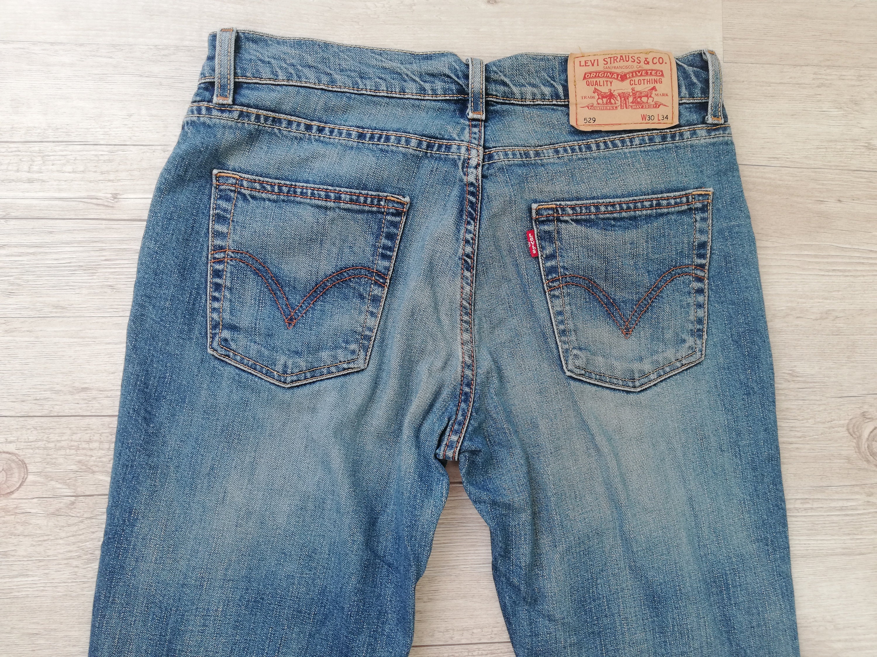 Vintage Levi 529 Jeans Men W30 L34 Blue Wash Fade Effect Denim - Etsy