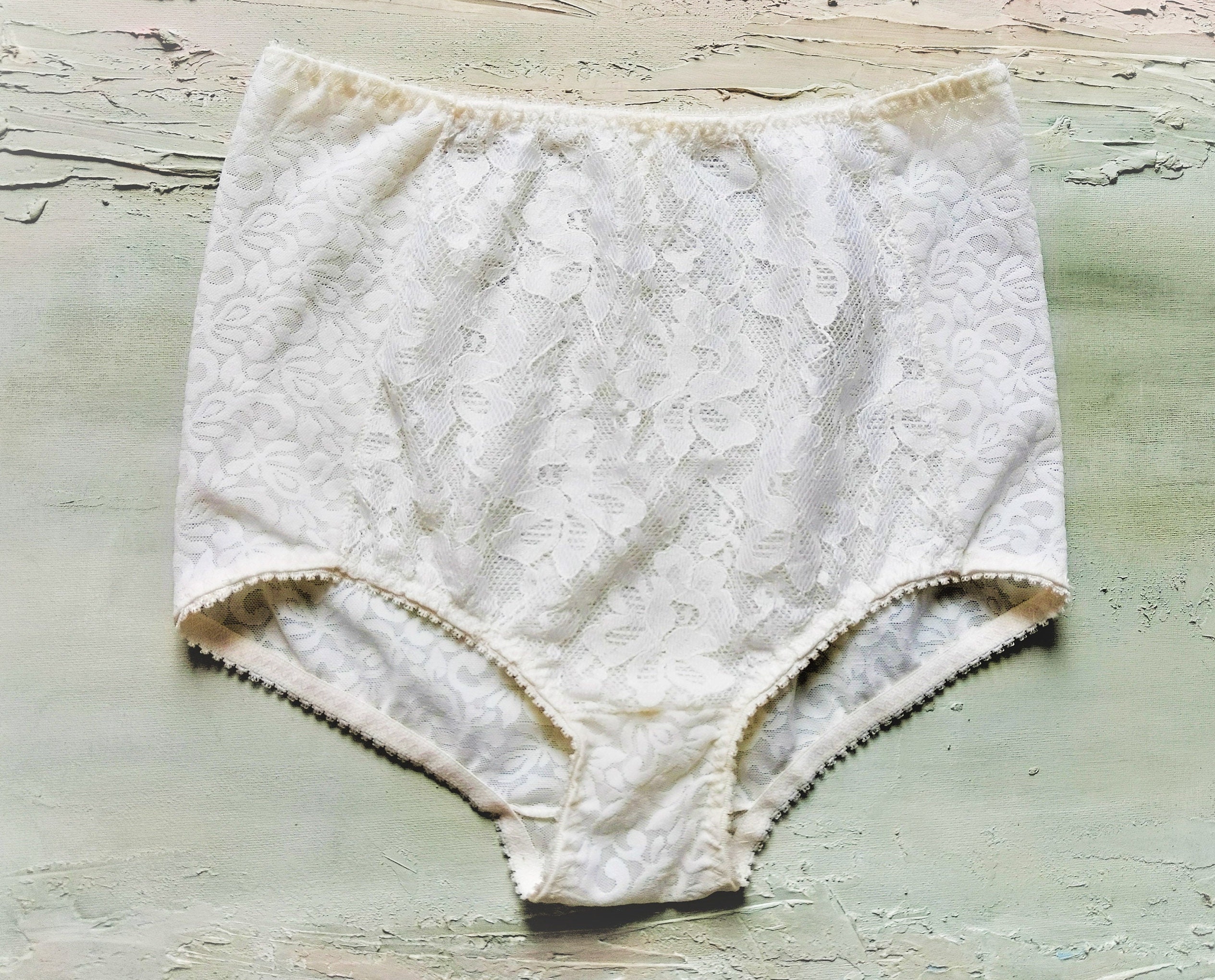 High Waisted Panties. Classic Panties Style. Floral Sage Green
