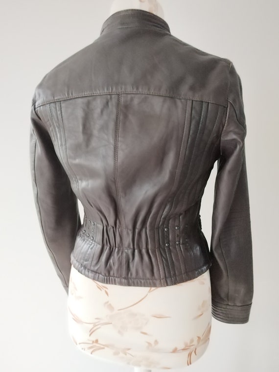 Dark Brown Leather Jacket Women 90s Shabby Style … - image 2