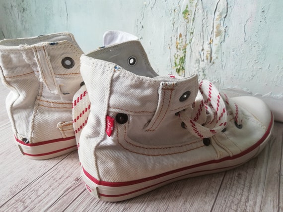 Vintage Levis Sneakers High Top Levis Sneakers Wh… - image 8