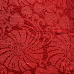 Vintage 70s Woven Wool Curtain: Red Floral Farmhouse Decor