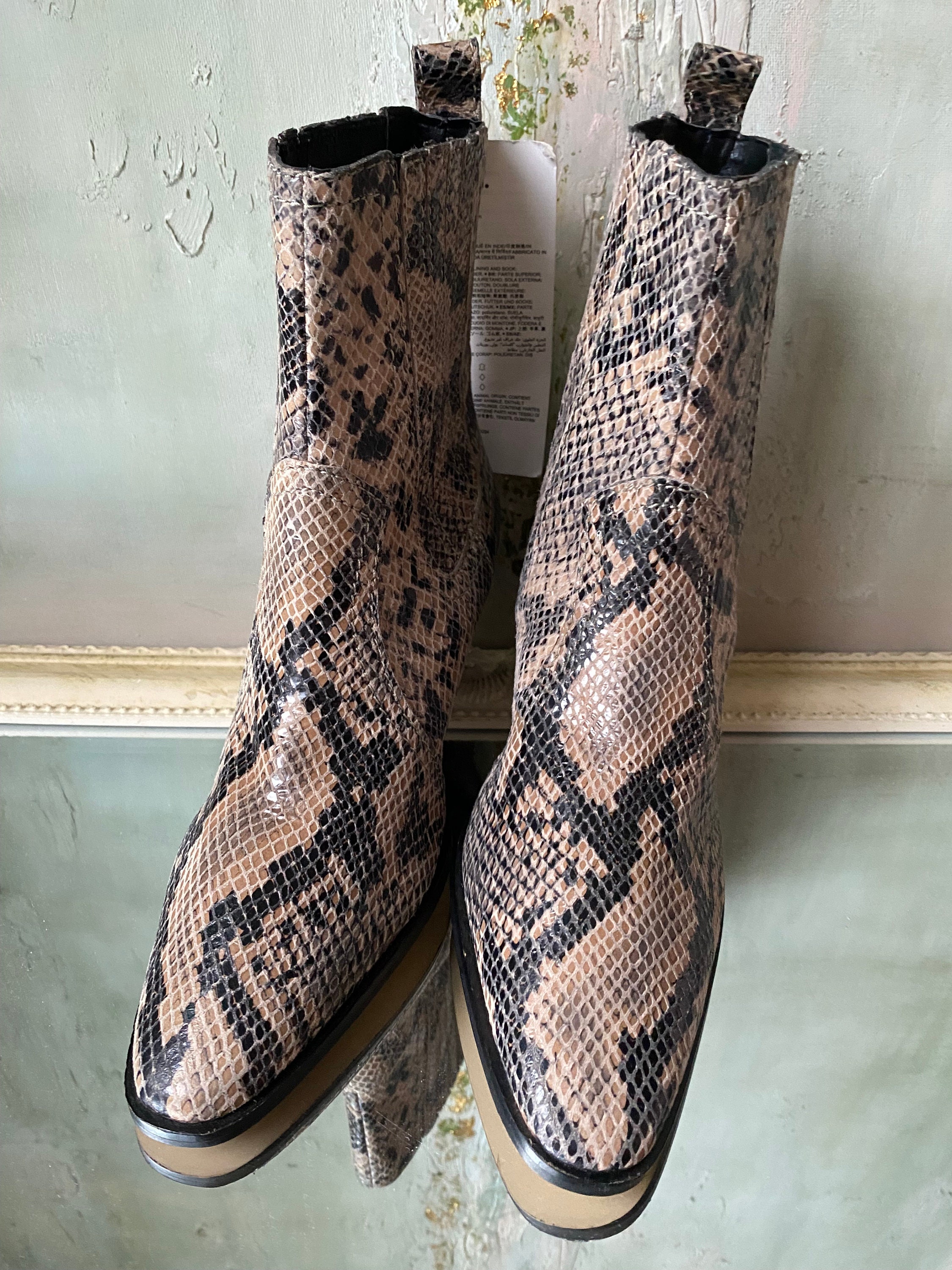 snake pattern boots