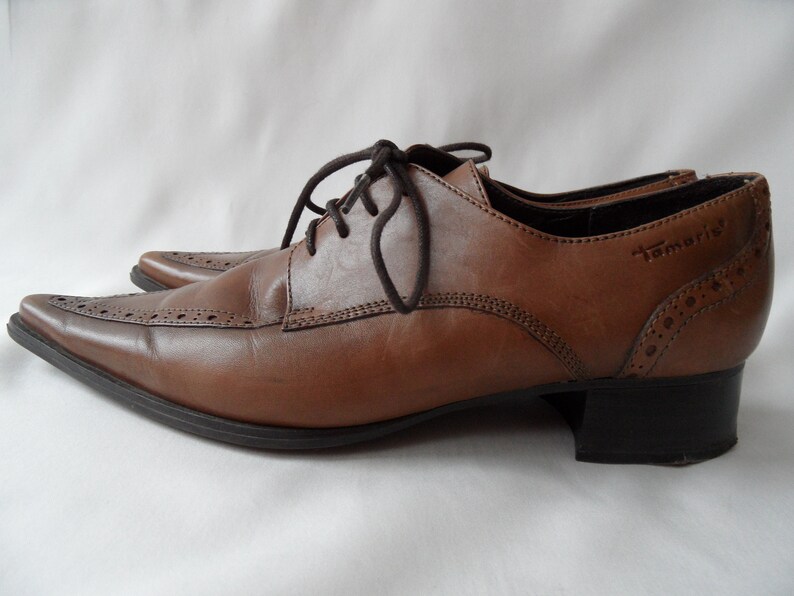 Vintage Tamaris Men/'s Costume Shoes Camel Beige Genuine Leather classic shoes on laces Wingtip Shoes Size EU 40 Luxury tan Shoes Rare