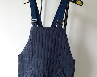 Mono de nieve acolchado vintage para hombre: peto de esquí azul oscuro, talla M/L