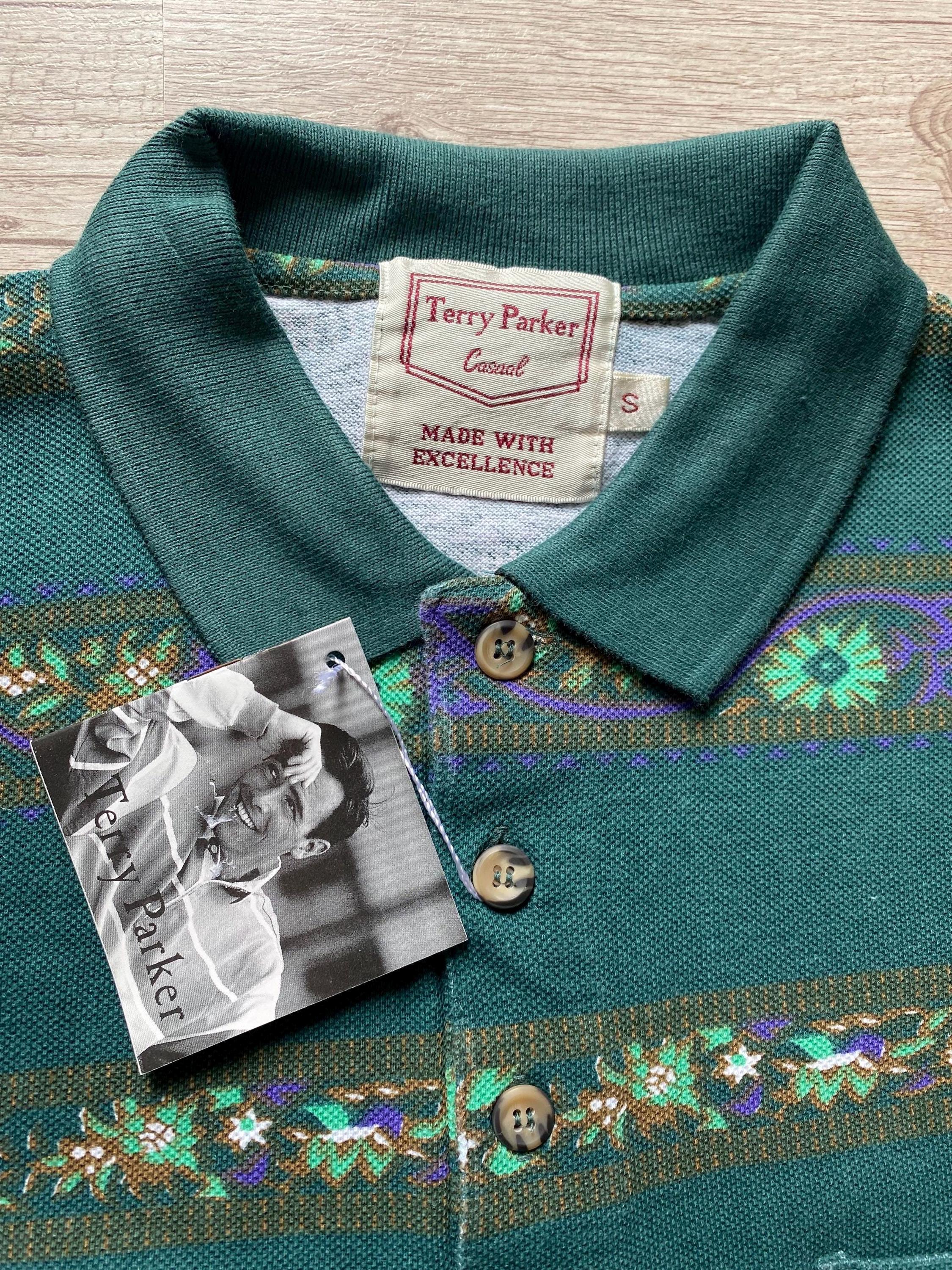 Vintage 90s Striped Polo Shirt: Forest Green Cotton Tee, Size S - Etsy