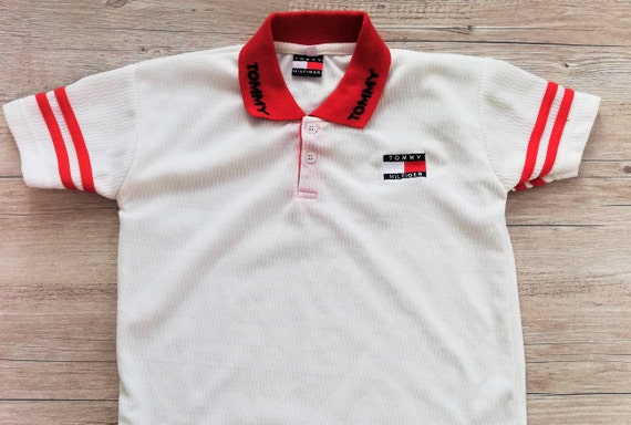 Rot Colared Tshirt Kinder Hilfiger Weiß Kinder Vintage Polo Polo Tommy Streifen Vintage Fit Kinder Kurzarm Kleidung Shirt