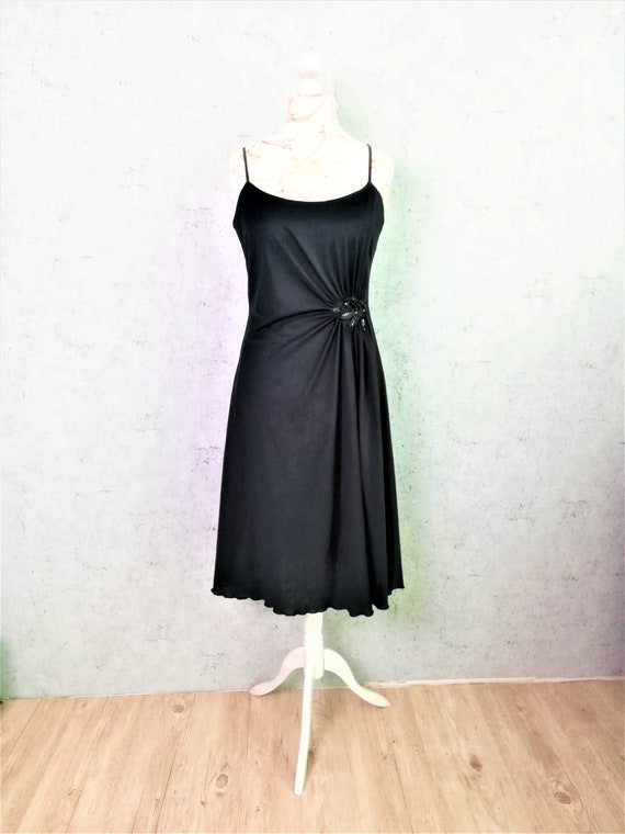 navy blue dress for baby girl MO&Co. Women's Spaghetti Straps A-Line Midi Dress Black Size L main image 1