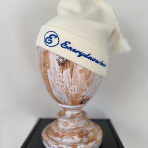 Vintage Hat Ski Knit Winter Beanie White Acrylic Knit Hat Beanie Ski Roof Hat Made in Romania Vintage Clothing 80s Mod snow hat